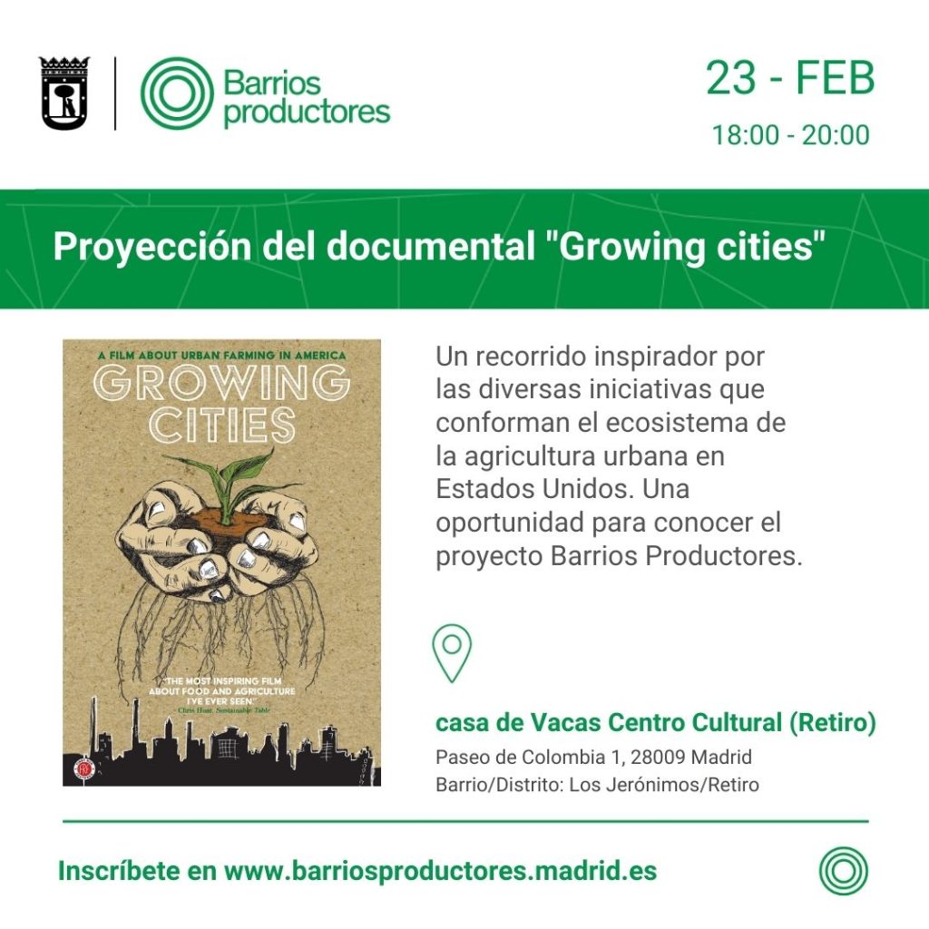 Coloquio sobre Barrios Productores y proyección del documental: "Growing cities" -
